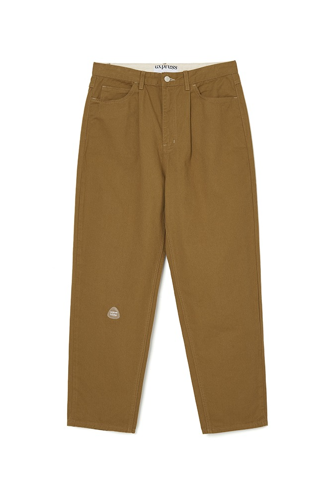 One-tuck Twill Cotton Pants_Brown